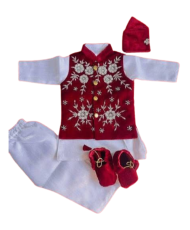Baby Daura Suruwal Dress And Velvet Embroided Waistcoat Set